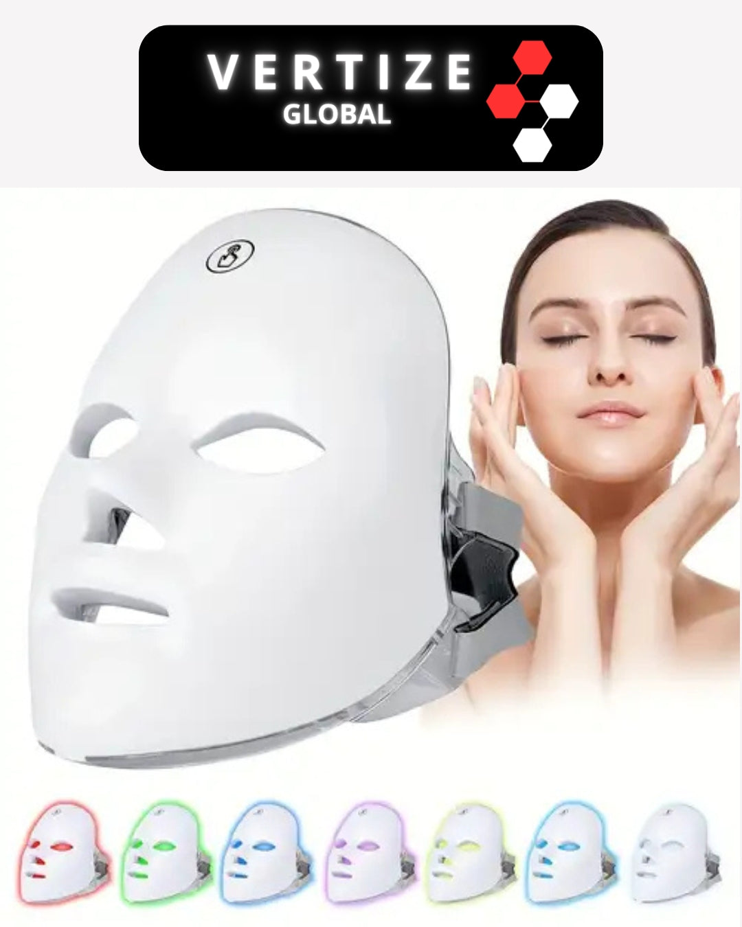 Máscara LED de Rejuvenecimiento Facial GLOW™ - Vertize Global ✨