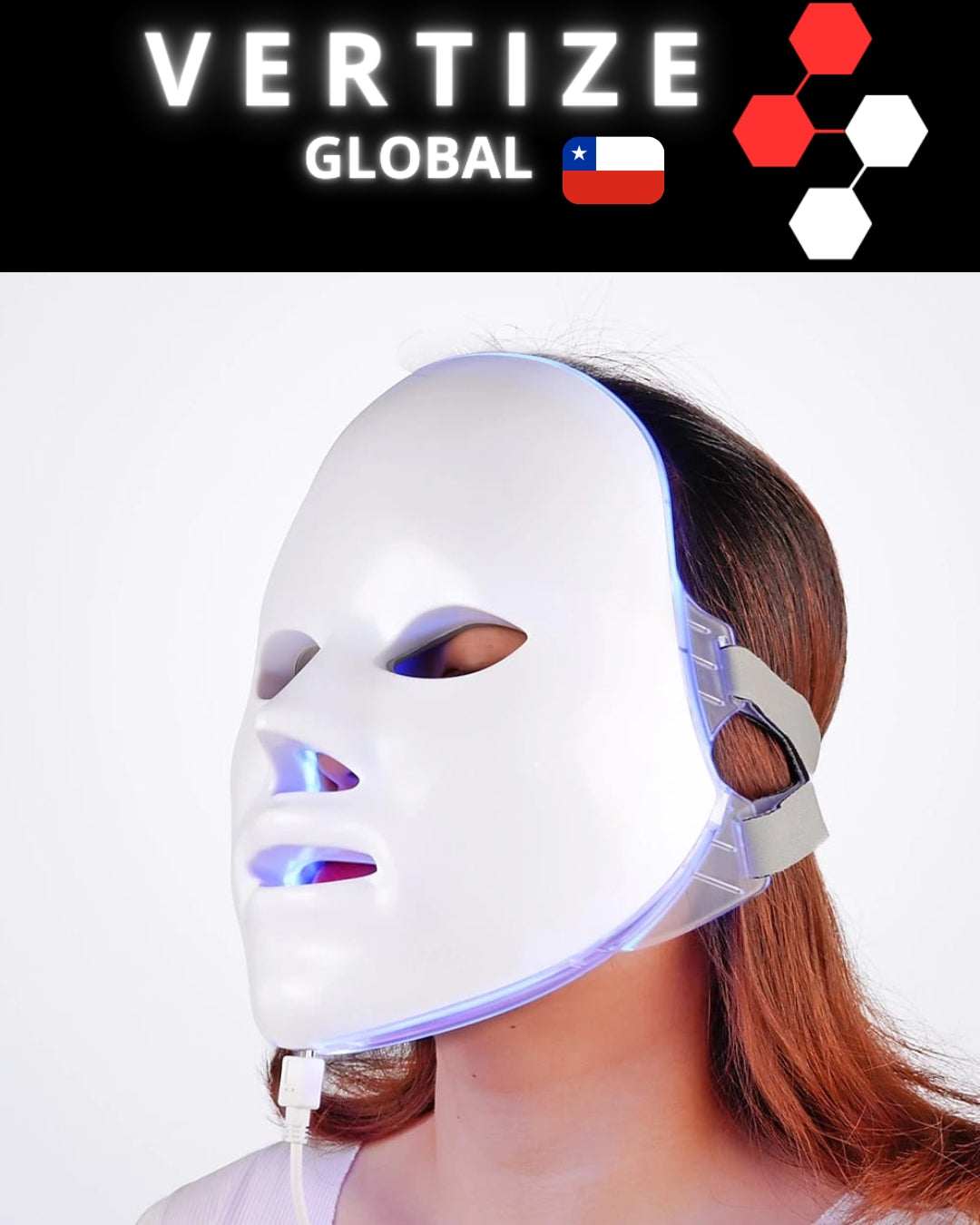 Máscara LED de Rejuvenecimiento Facial GLOW™ - Vertize Global ✨
