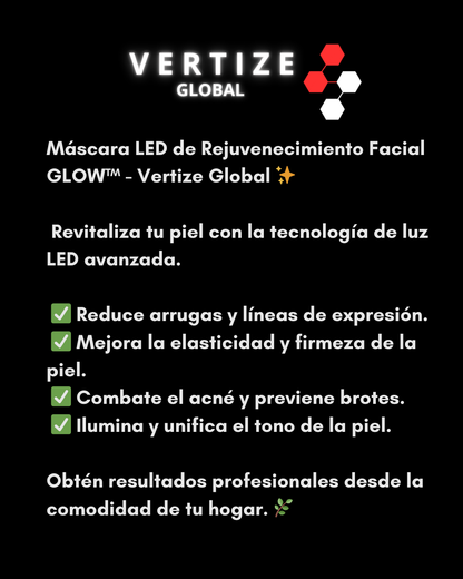 Máscara LED de Rejuvenecimiento Facial GLOW™ - Vertize Global ✨